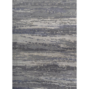 Alfombra Kavi Gris y Negra Anudada a Mano de Lana y Seda de Bambú, Diseño Teoría del Caos, Rectangular Abstracto para el Hogar y Pasillo, Modelo Esk-433(Fr) - Product Image 3