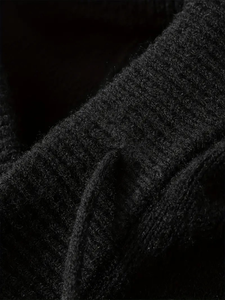 Pull à capuche en tricot robuste pour homme avec ourlet côtelé élastique, manches tombantes, demi-fermeture éclair pour l'automne et l'hiver - Product Image 4