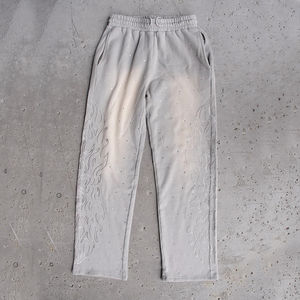 Pantalones de chándal con diamantes de imitación lavados al sol descoloridos vintage personalizados para hombres logotipo bordado algodón grueso estilo informal servicio OEM - Product Image 4