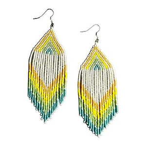 Elegantes pendientes de flecos con cuentas, pendientes largos de tubo de cuentas de semillas nativas, joyería hecha a mano - Product Image 1