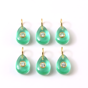 Pendentif en quartz émeraude naturel en forme de poire, pierre précieuse, argent 925 plaqué or, double incrustation de pierres, pendentif tendance, bijoux en vrac - Product Image 4