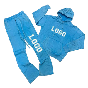 Sweat à capuche en molleton de coton et pantalon de survêtement Ensemble de jogging ample Baggy Survêtement avec lavage à l'acide pour les États-Unis - Product Image 1
