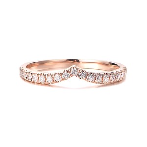 Curved Certified Premium Lab Grown Diamond Diamond <b>Wedding</b> Band Festive Gifting Occasion 14K Solid Gold F-VS2 Prong Setting - Product Image 3