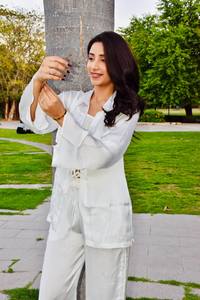 Conjunto de mono de algodón para mujer, alta calidad, transpirable, elegante, Floral, satén y lino, talla XL para comodidad y estilo para el verano - Product Image 2