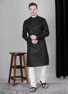 Kurta pyjama noir classique très demandé pour les fonctions de mariage, les événements religieux et une utilisation décontractée, disponible pour l'exportation - Product Image 4