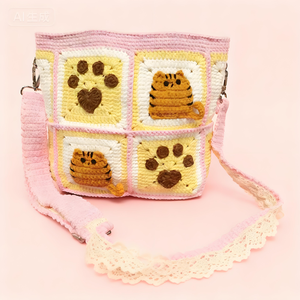 Bolso Bandolera de Lana Tejida a Crochet para Mujer, con Cierre de Cremallera y Decoración de Dibujos Animados, Portátil para Viajes, en Oferta - Product Image 1