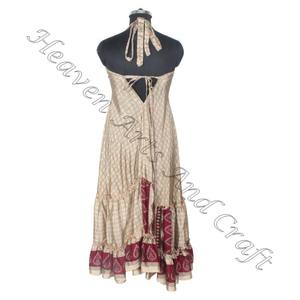 Robe bohème en soie Sari indien léger pour femmes, robe en tissu Sari - Product Image 6