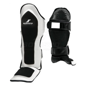 Espinilleras de boxeo de cuero de fabricante pakistaní para adultos MOQ bajo precio barato equipo de protección - Product Image 1