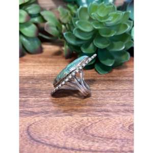Bague Navajo en turquoise tibétaine et argent sterling, bijou culturel de collection, taille 10.25 - Product Image 5
