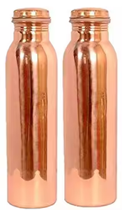 Bouteille en cuivre avec soins de santé Bouteille en cuivre humain Bouteille d'eau potable Échantillon gratuit par artisanat en croissant - Product Image 4