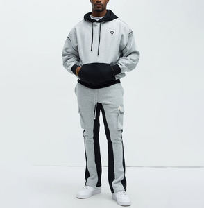 Conjunto Deportivo de Sudadera con Capucha y Pantalones Jogger para Hombre, Estilo Color Block, Ropa Casual Urbana de Marfa International - Product Image 1