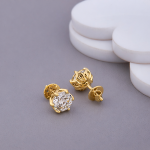 Boucles d'oreilles clous en diamant de laboratoire taille ronde, sertissage à vis, en or blanc/jaune/rose 18 carats - Product Image 5