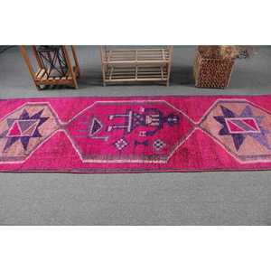 Tapis turc vintage 2,8x9,1 pieds, tapis persan Herki rose - Product Image 3