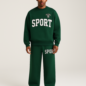 Ensemble survêtement pour homme, style sportif et streetwear, logo personnalisé, polaire, séchage rapide, sweat-shirt et pantalon, 450GSM, poids lourd, coton brossé doux - Product Image 2