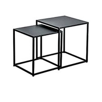 Ensemble de tables basses modernes en fer noir avec finition thermolaquée, tables d'appoint, design personnalisable pour un mobilier de salon contemporain