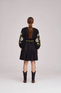 Nouveau look fantastique style bohème broderie vintage travail à la main lourde évasée et bouffée à manches longues et évasée robe ukrainienne - Product Image 5