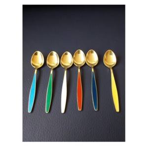 Cuillère de mariage en acier inoxydable à poignée multicolore faite à la main de l'Inde idéale pour les ustensiles de cuisine d'hôtel ensemble de cuillères de fête - Product Image 1