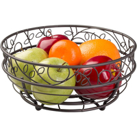 Produit de vente chaud présentoir de fruits bol en maille de fer à fruits en métal panier à 2 niveaux avec crochet suspendu banane arrondi pour le stockage