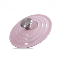 Meilleure vente de casserole chauffante de haute qualité en fonte émaillée marmite à soupe à double oreille design classique forme ronde prix de gros