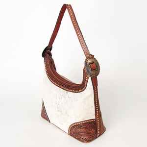 Bolso de hombro de piel de vaca genuino hecho a medida con flores florales occidentales, monedero bohemio para mujer - Product Image 2