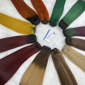 Extensiones de Cabello Humano Remy Virgen 100% Natural de Alta Calidad al por Mayor, Cabello Vietnamita Liso, Doble Trama a Máquina, 100g, Todos los Colores - Product Image 1