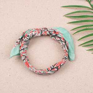 Pañuelo Boho de Algodón con Estampado de Bloques, Ligero, para el Cabello, para el Verano, para la Playa - Product Image 2