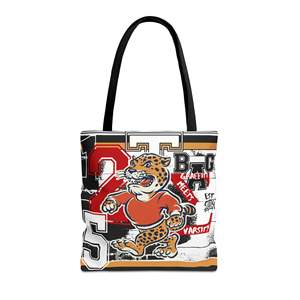 Borsa tote Varsity dal design audace e sportivo, con unico motivo graffiti, manico singolo, chiusura con cerniera, decorazione a lettere, in pelle PU e poliestere - Product Image 1