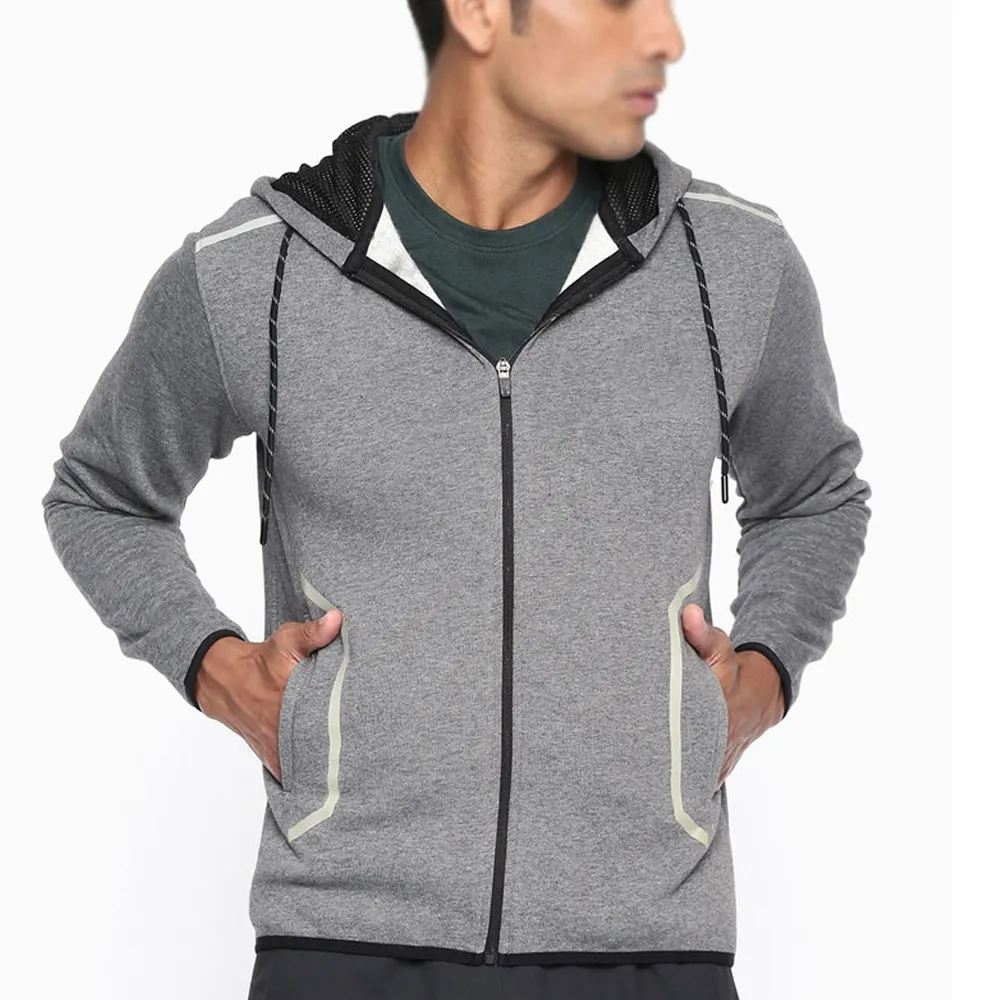 Chất Lượng Cao Tùy Chỉnh Đồng Bằng Hoodies Top Thời Trang Nam Phong Cách Rắn Áo Nỉ Zipper Up Hoodies Với Túi