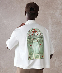 VARLDENS 100% Poliéster de alta calidad al por mayor Camisa Antiarrugas Streetwear Vidriera Estampado artístico Cierre de cremallera - Product Image 2