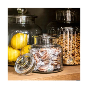Bocal de stockage en verre nervuré indien exquis produit à la main disponible à prix réduit - Product Image 1