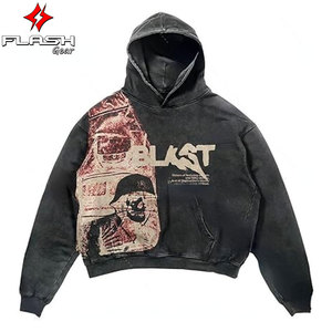 Logo exclusif de tendance de matériel de Hoodies brodé par hiver lavé de polyester/coton personnalisé lâche confortable adapté aux besoins du client - Product Image 2
