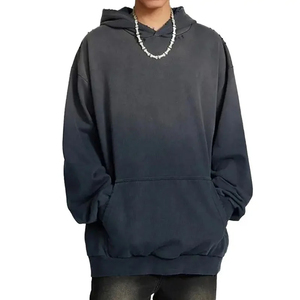 Haute qualité 100% coton lavé à l'acide sweat à capuche thermique haute rue série vieux pull pierre lavé impression taille XS tissu français - Product Image 2