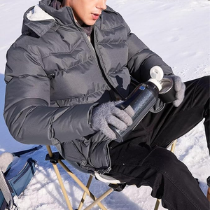 Blouson d'hiver matelassé léger pour homme, style universitaire, imperméable, respirant, coupe-vent, avec capuche et lettres en toile - Product Image 4