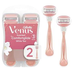 Gillette Venus 3 Blade Comfort Glide té blanco 1 maquinilla de afeitar y 2 cartuchos Rosa nuevo - Product Image 1