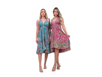 Robe trapèze en soie à col en V avec pompons, style bohème moderne et confortable pour femme, éco-responsable, haute qualité, streetwear, été, plage