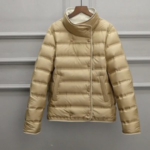 Femmes hiver chaud mi-long mince à capuche fermeture éclair Parkas à manches longues rembourré bouffée veste couleur unie fait peau de mouton coton - Product Image 1