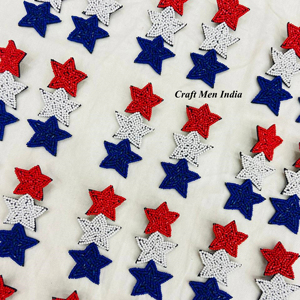 ต่างหูกระดุมรูปธงสหรัฐอเมริกาทำมือคลาสสิกสีแดงสีขาวสีฟ้าเครื่องประดับลูกปัดวันครบรอบรักชาติที่ไม่ซ้ำกัน - Product Image 5