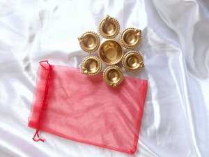 Urli עם שקית רשת משולבת עבור diwali dyas קישוט, מנורת שמן להעמיק עבור אביזרים pooja, חתונה חדשה טובה רעיון - Product Image 5