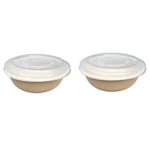 Bol en pulpe de bambou biodégradable personnalisé UV avantage feuille blanc naturel CMJN/pantone en relief PET couvercle de disparition carton - Product Image 1