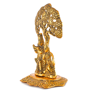 รูปปั้นพระราชาธิบดีรัฐวิชัย ชุบทอง งานเชื่อมโลหะ เครื่องใช้บนโต๊ะอาหาร แบบดั้งเดิม ศาสนา สมัยใหม่ รัฐราชสถาน ของตกแต่งบ้าน - Product Image 3