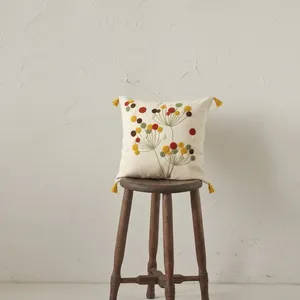 Soothing Dandelion Square Home Sofa <b>Cushion</b> <b>Cover</b> with Tassels - Product Image 1