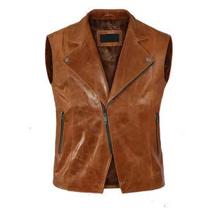 Chaleco sin mangas de cuero de motociclista para motociclistas Diseño OEM Transpirable Invierno Tamaño ajustable Soporte de pedido a granel - Product Image 1