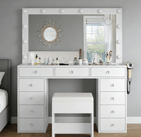 Table de toilette de luxe moderne avec prises intégrées, bureau de maquillage dissimulé, pour dressing