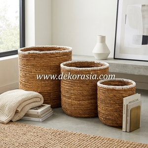 Ensemble de 3 paniers de rangement multifonctionnels en corde naturelle Dekor Asia, colorés, durables, pour la maison, la décoration et l'organisation - Product Image 6