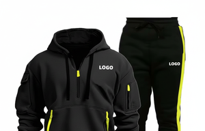 ชุดวอร์มผู้ชายแบบมีฮู้ด สไตล์สตรีทแวร์ ทรงเข้ารูป สีพื้น สำหรับฤดูใบไม้ร่วง ปรับแต่งได้ |   ชุดสองชิ้นผ้าไนลอน/คอตตอนพิมพ์ลายระบายอากาศได้ดี - Product Image 3