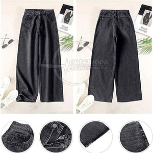 Pantalones vaqueros de pierna ancha hechos a medida pantalones vaqueros de pierna ancha holgados para mujer recién llegados personalizados - Product Image 4