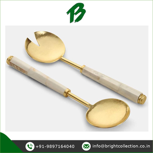 ชุดเซิฟเวอร์สลัดไม้ถูพื้นสแตนเลสทำจากทองเหลืองสีทองใช้งานง่ายแบบยั่งยืนสำหรับการใช้งานในบ้านและโรงแรม - Product Image 2