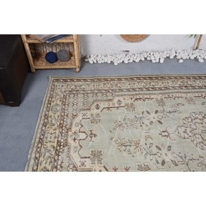 Tapis turc Vintage classique Beige 5.3x8.8 pieds Patchwork motif Rectangle pour salon chambre laine Polyester matériel Latex - Product Image 5