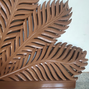 Cabecero de Cama de Hoja de Palma Tallada a Mano, Decoración de Pared, Hoja Marrón, Muebles para Apartamento, Diseño Artesanal, Ajustable - Product Image 4