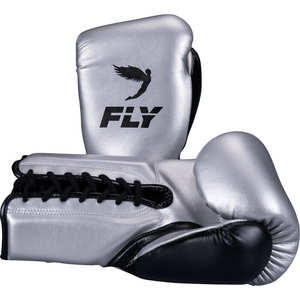 ถุงมือชกมวยหนังแท้ Fly OEM บุโฟม PU สีเงิน/ดำ สำหรับศิลปะการต่อสู้ ซ้อมมวย คิกบ็อกซิ่ง ขายส่ง - Product Image 5